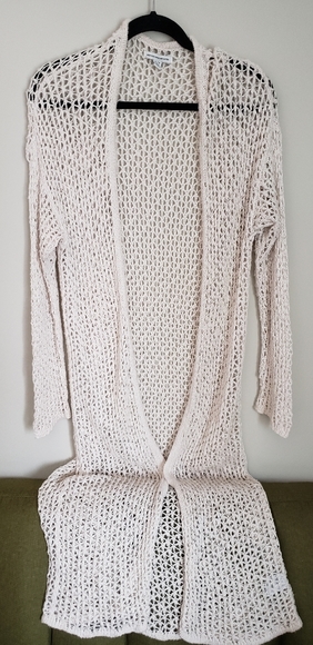 Crocheted long cardigan